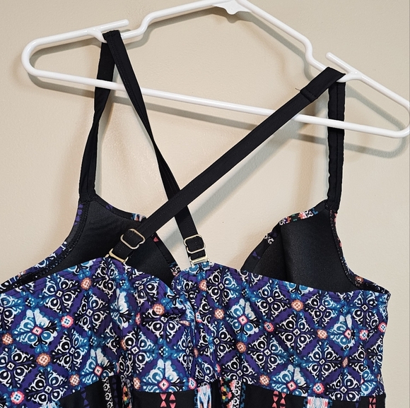 Swim by Cacique Tankini Top Underwired Beach Swimsuit Multicolor Design Size 44C - Picture 5 of 7